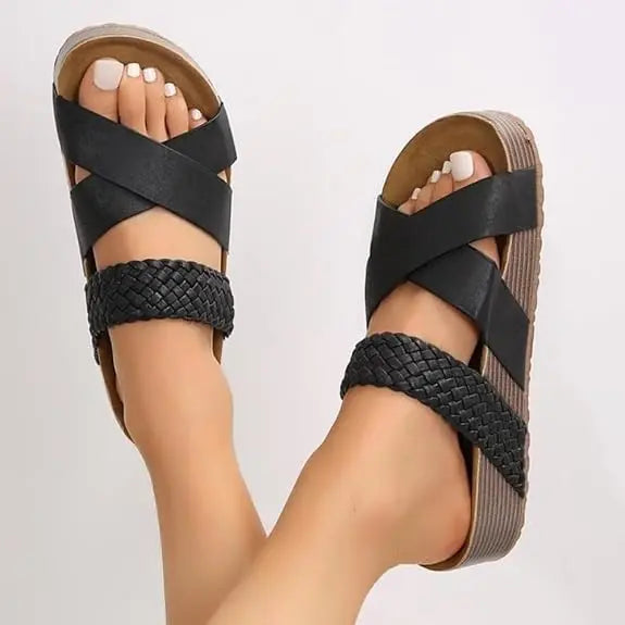 Arch Support Cross Strap Platform Sandals