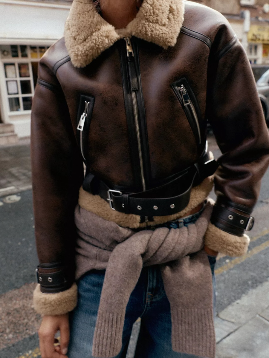 Lambskin Retro Leather Coat