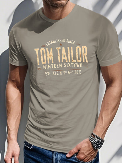 Men's Printed T-shirt - Wraparound beige text print