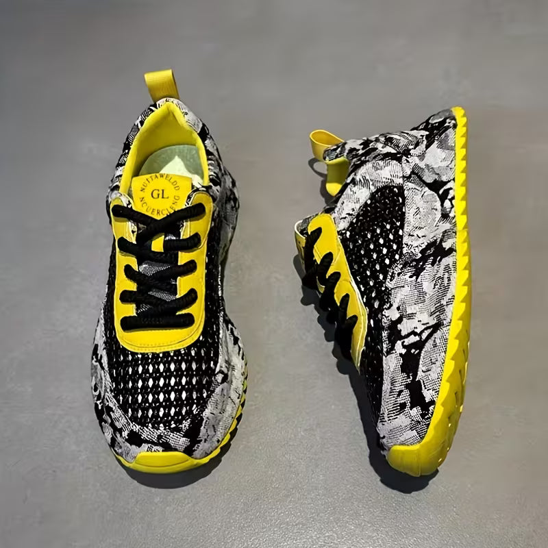 Men's Lift Platform Sneakers -Top Round Toe with PVC Cushioned Sole