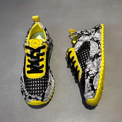 Men's Lift Platform Sneakers -Top Round Toe with PVC Cushioned Sole