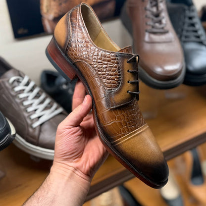 Men's Crocodile-Print Leather Shoes