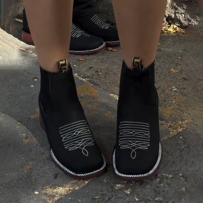 Men's Embroidered Slip-on Chelsea Boots