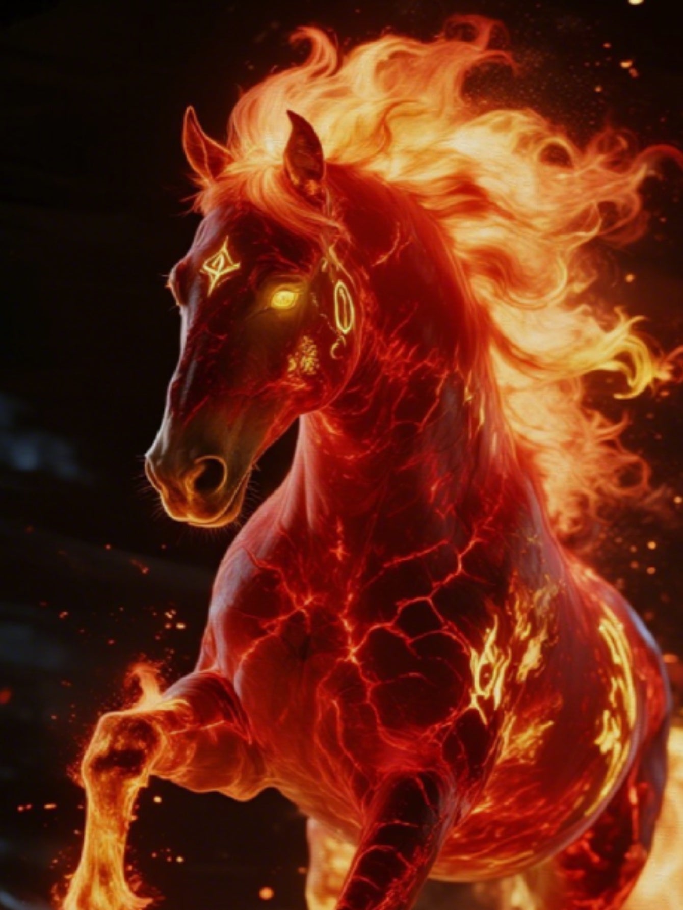 Horse Flame Men's short-sleeved T-shirt summer T-shirt top full of print