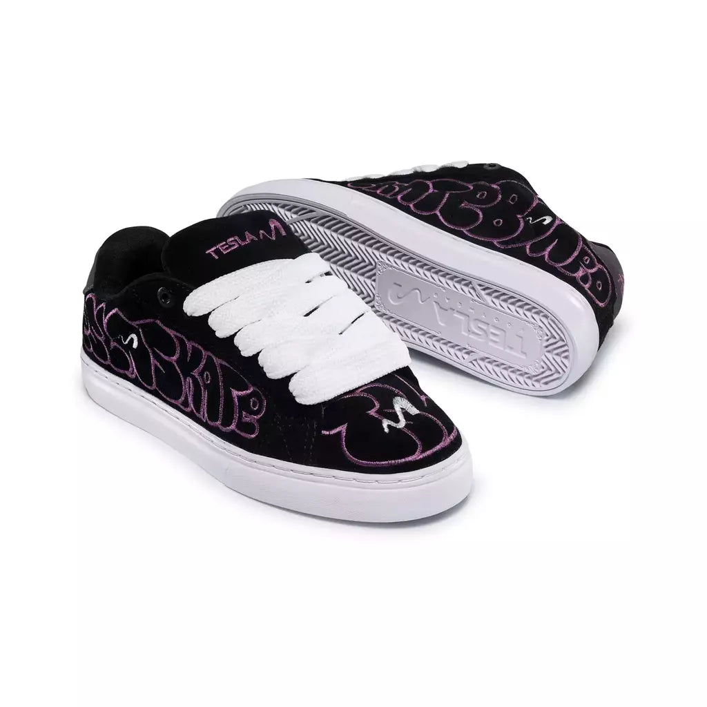 Purple Graffiti Black Skate Sneakers