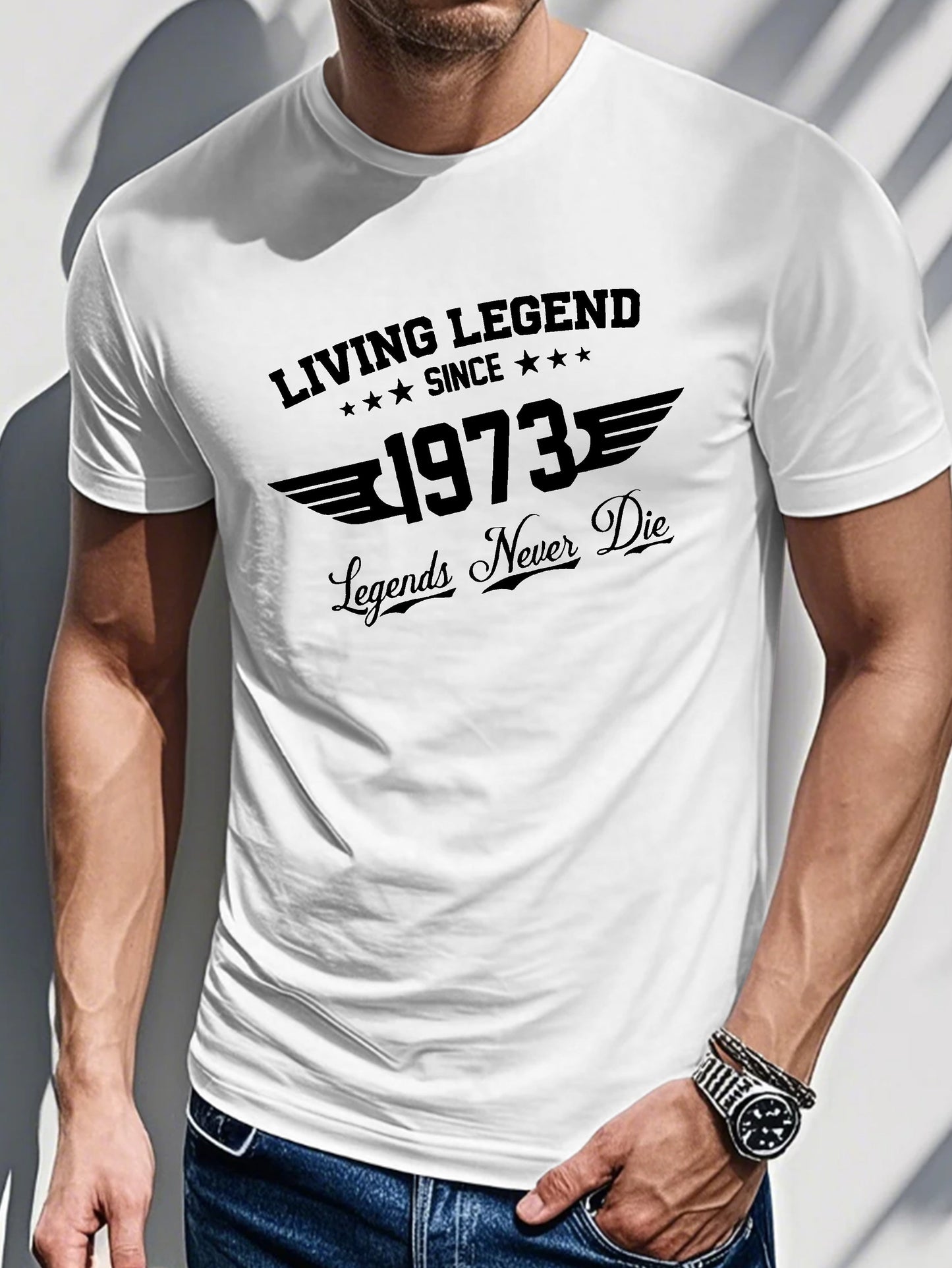 Men's Printed T-shirt-Printed with “living legend”