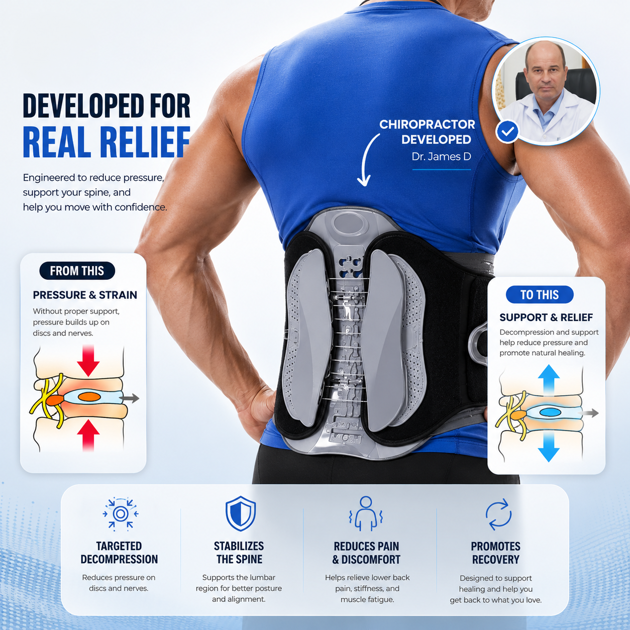 Ergonomic Lumbar Support | Relieve Everyday Back Strain & Posture Corrector