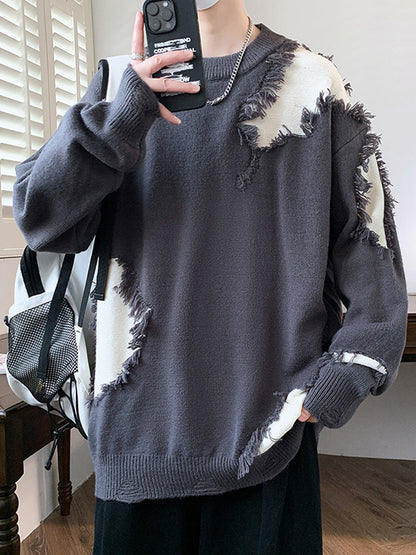 Men's Distressed Knitted Sweater
