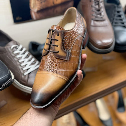 Men's Crocodile-Print Leather Shoes