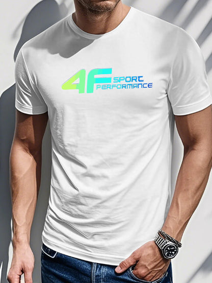 Summer Fashion Men's Geometric Pattern Letter Short Sleeve Casual T-Shirt