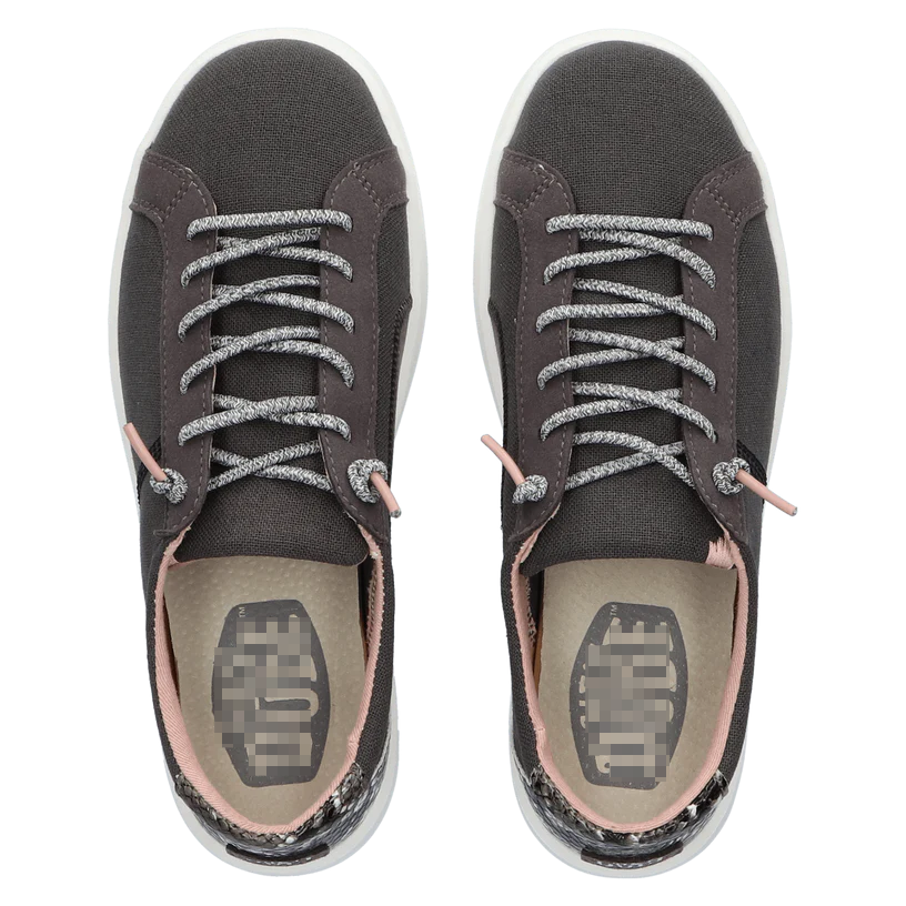 Black Flat Sneakers with Snakeskin Heel Detail