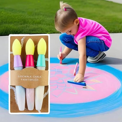 3-Pack Washable Sidewalk Chalk Paint Brushes Set