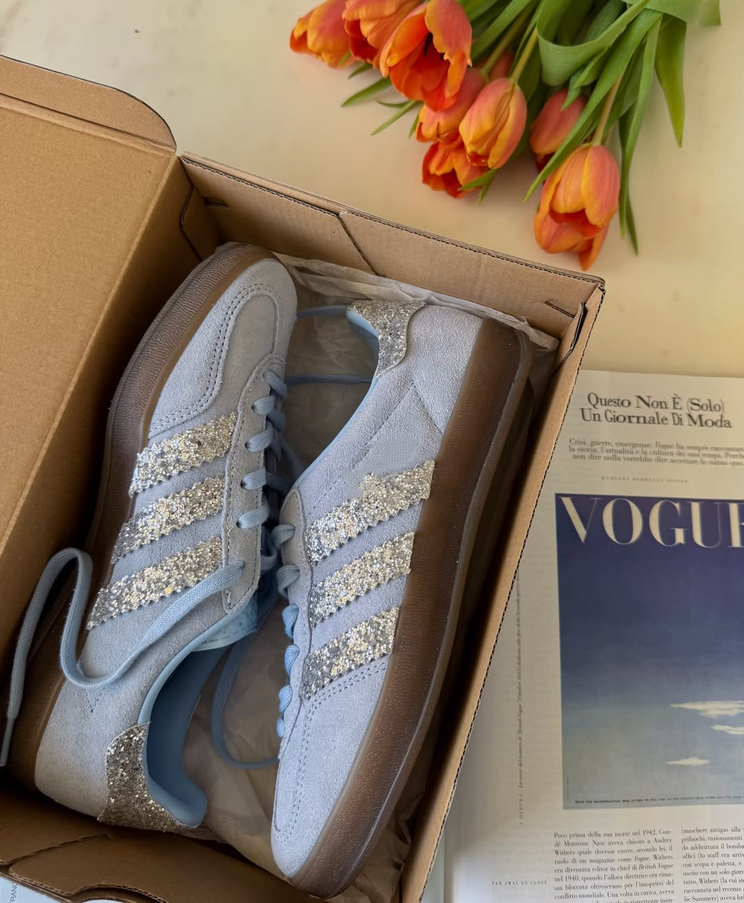 Original Shimmer Stripe Suede Flat Sneakers