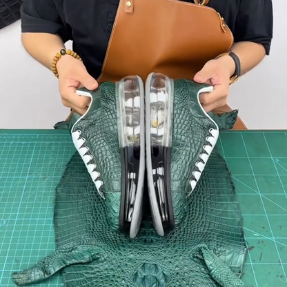 Luxury Croc Embossed Leather Platform Sneakers