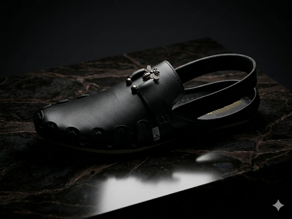 Vintage Bee Charm Leather Mule Sandals