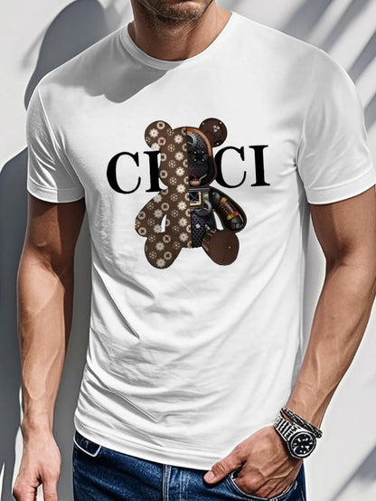 Men's Casual Drop Shoulder T-Shirt with Bold CHI CI Graphic Print