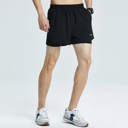 Men 2/1 Sports Shorts With Back Zip Pocket
