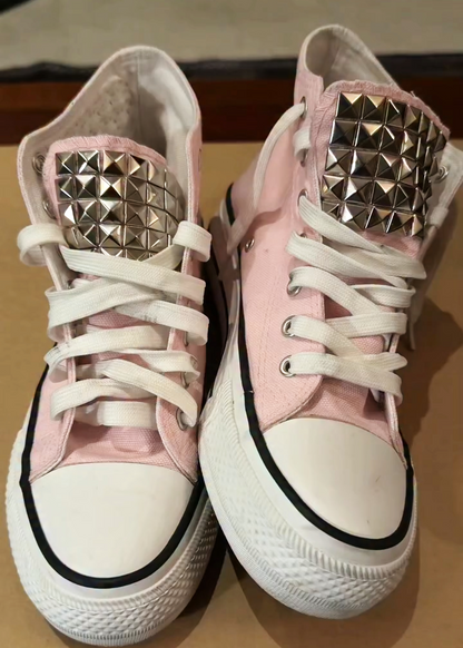 Custom Square Stud High-Top Canvas Sneakers