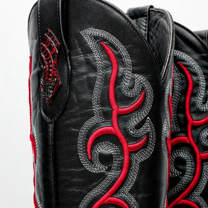 Square Toe Ace Of Spades Red Wine Boots
