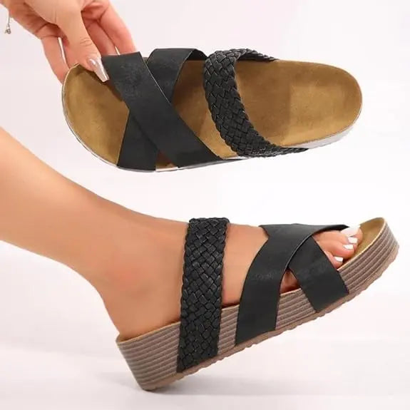 Arch Support Cross Strap Platform Sandals