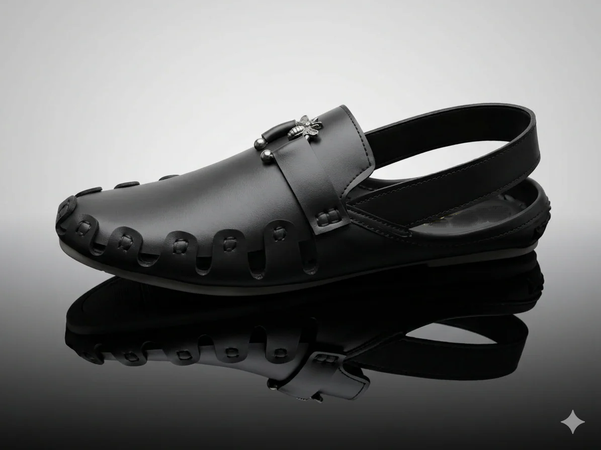 Vintage Bee Charm Leather Mule Sandals