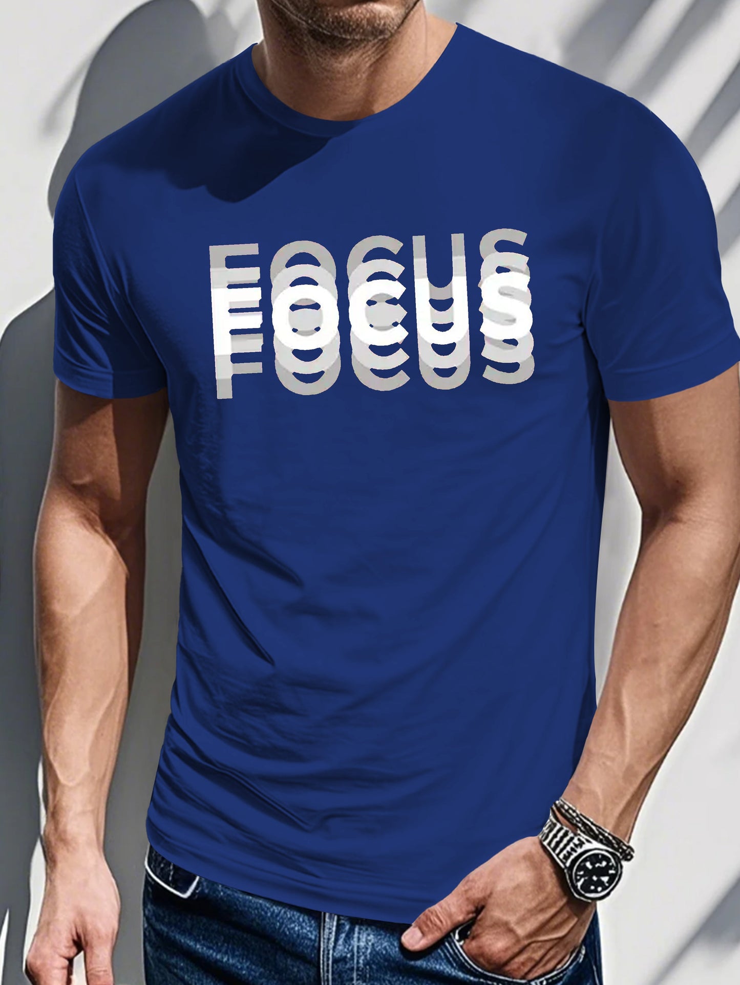 Men's Trendy Letter Print Shoulder T-Shirt