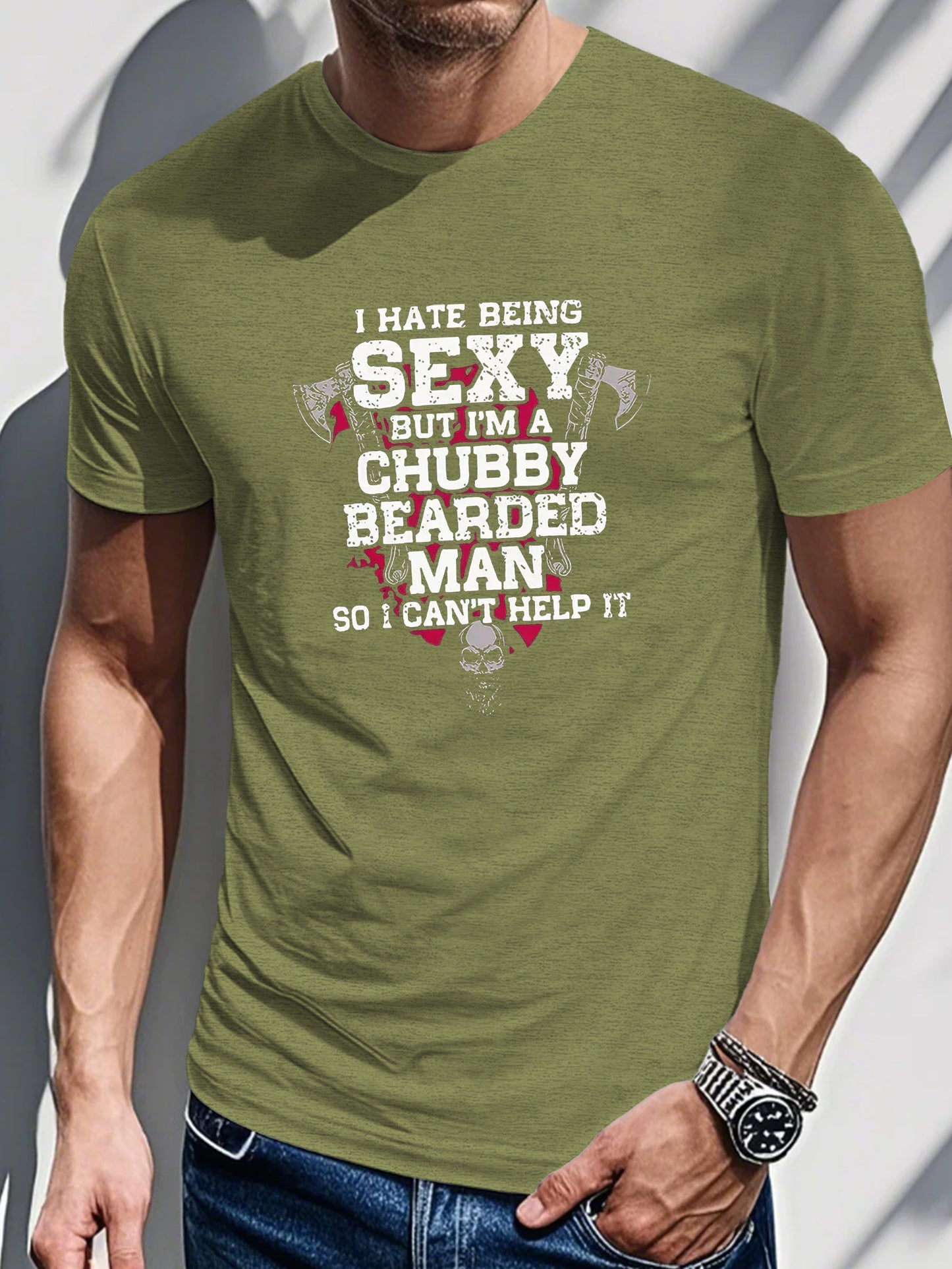 PLUS SIZE Men's Casual 3D Printed Short Sleeve T-Shirt - "I Hate Being Sexy" Graphic