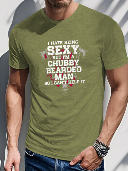 PLUS SIZE Men's Casual 3D Printed Short Sleeve T-Shirt - "I Hate Being Sexy" Graphic