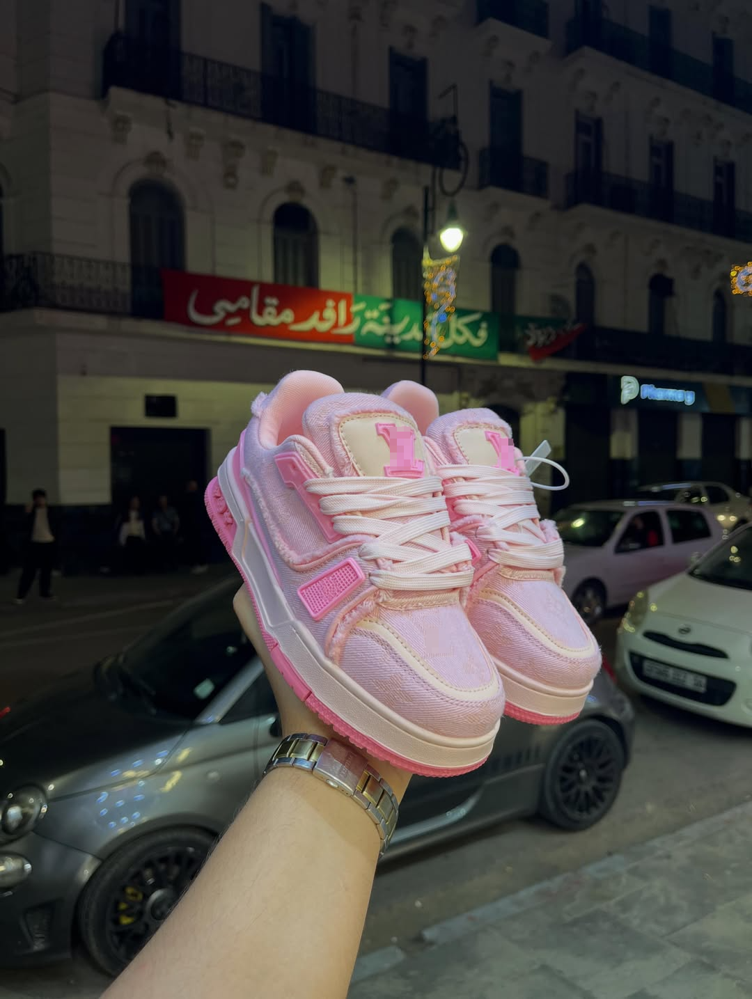 Denim Gel Pink Rep Style Trainer Sneaker