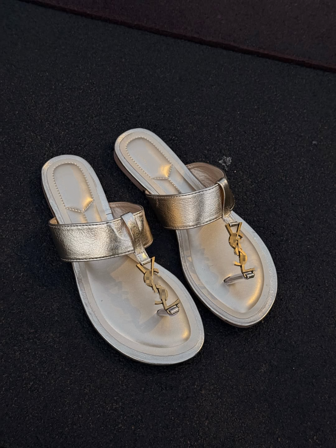 Golden Letter Thong Slide Sandals
