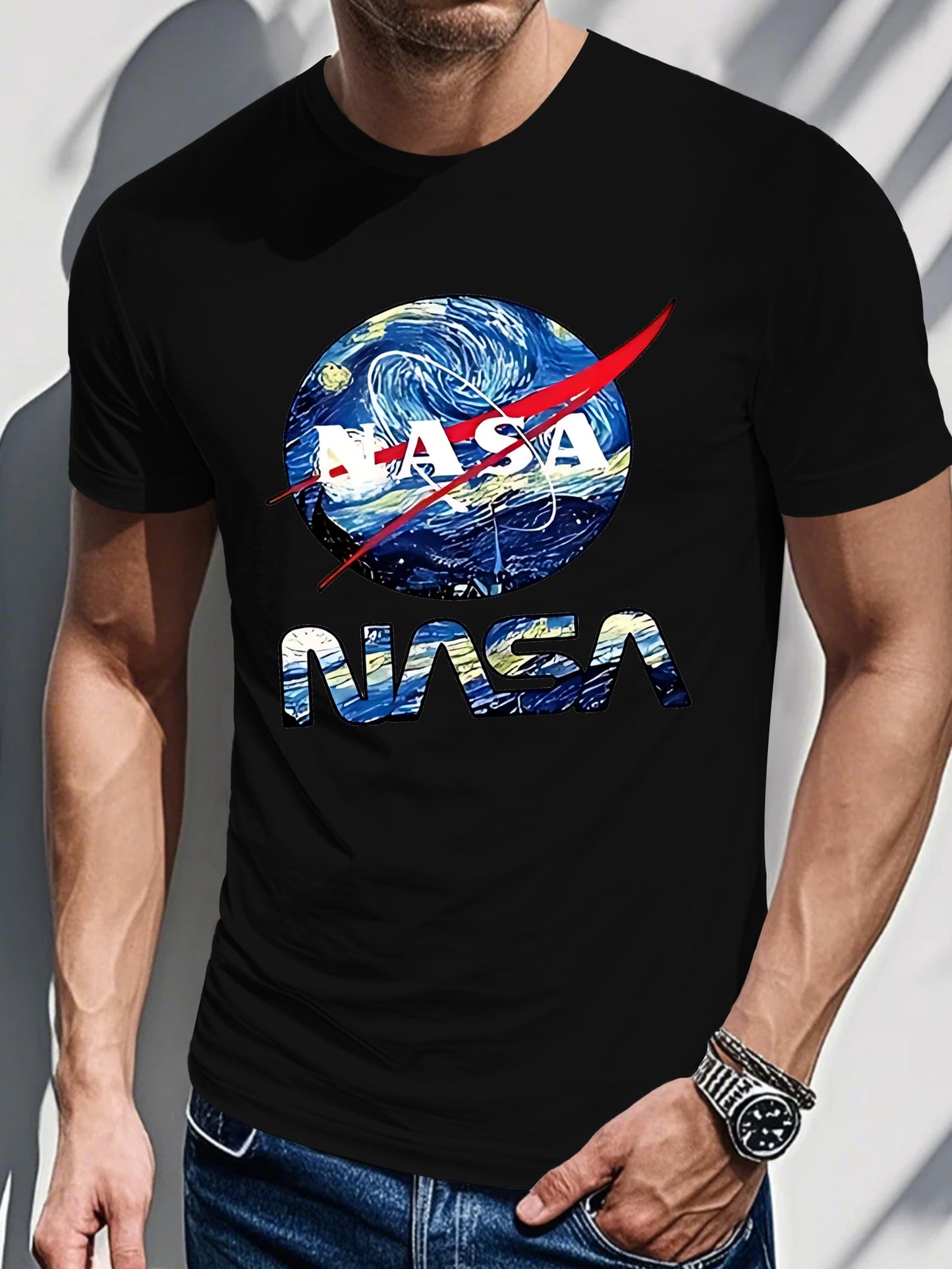 Men's classic painting letter print T-shirt