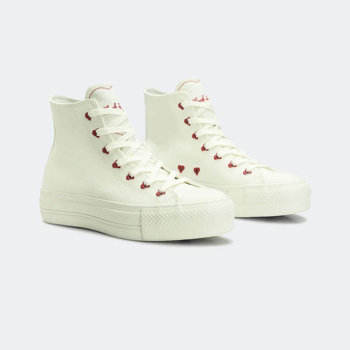 New Lift Chucks In Love White Old Red Burgundy High-Top Canvas Shoes