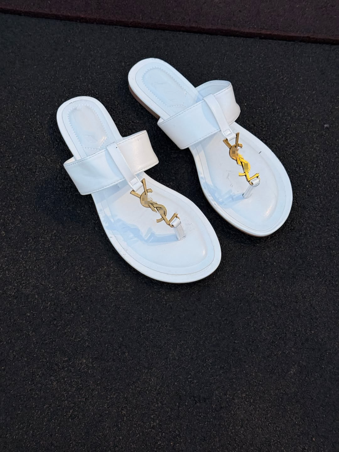 Golden Letter Thong Slide Sandals