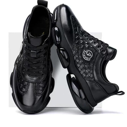 Woven Cowhide Fashion Sneakers Casual Shoes