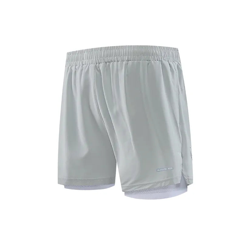 Men 2/1 Sports Shorts With Back Zip Pocket
