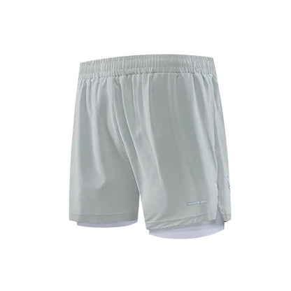 Men 2/1 Sports Shorts With Back Zip Pocket