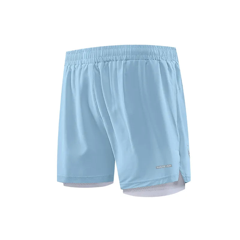 Men 2/1 Sports Shorts With Back Zip Pocket