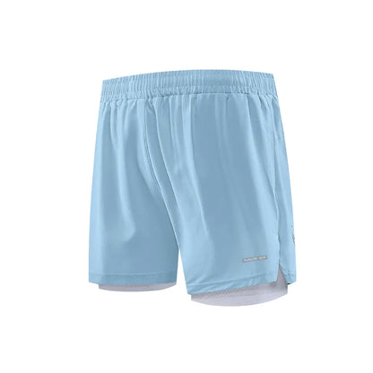 Men 2/1 Sports Shorts With Back Zip Pocket