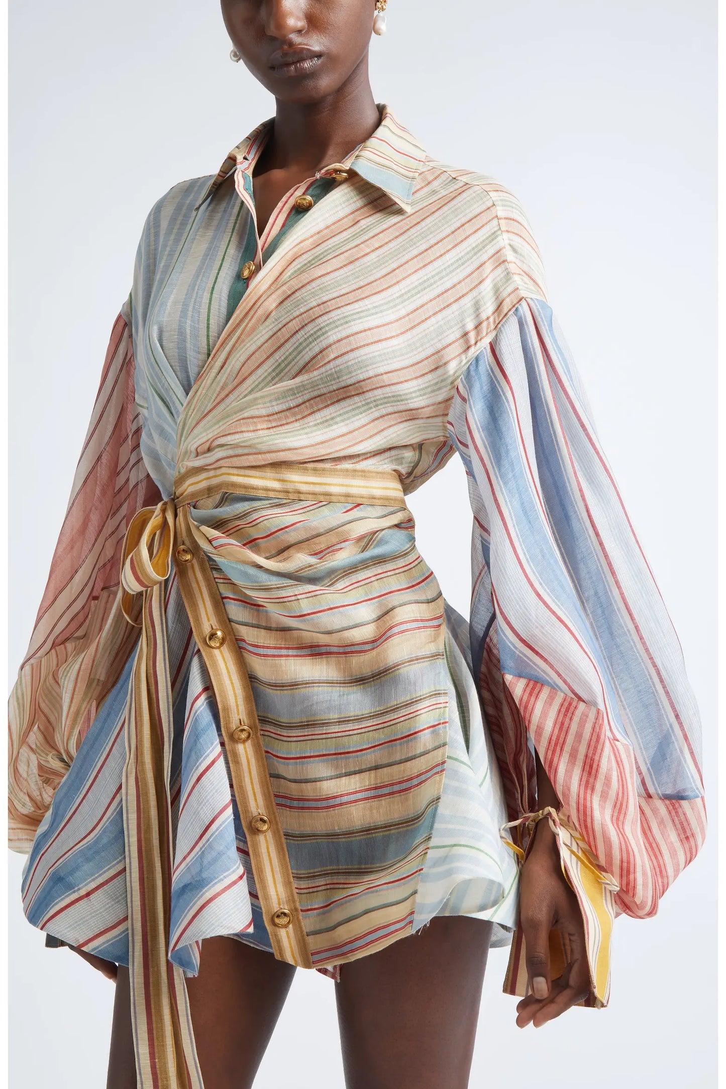 Rebellion Asymmetric Stripe Long Sleeve Shirtdress