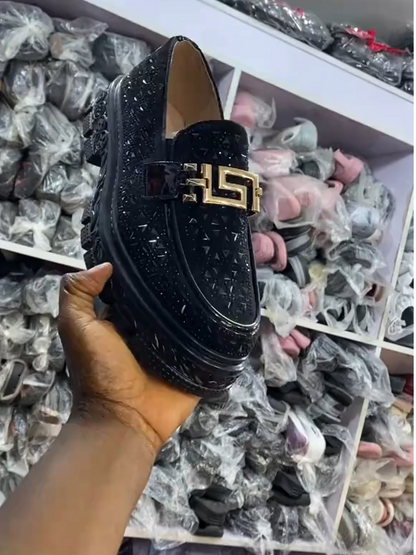 Chunky Sole Sparkle Slip-On Loafers