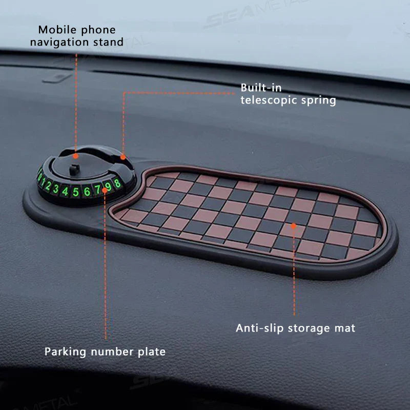 2-in-1 Dashboard Anti-Slip Mat with 360° Rotating Phone Mount – Non-Slip Car Phone Holder