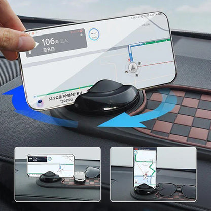 2-in-1 Dashboard Anti-Slip Mat with 360° Rotating Phone Mount – Non-Slip Car Phone Holder