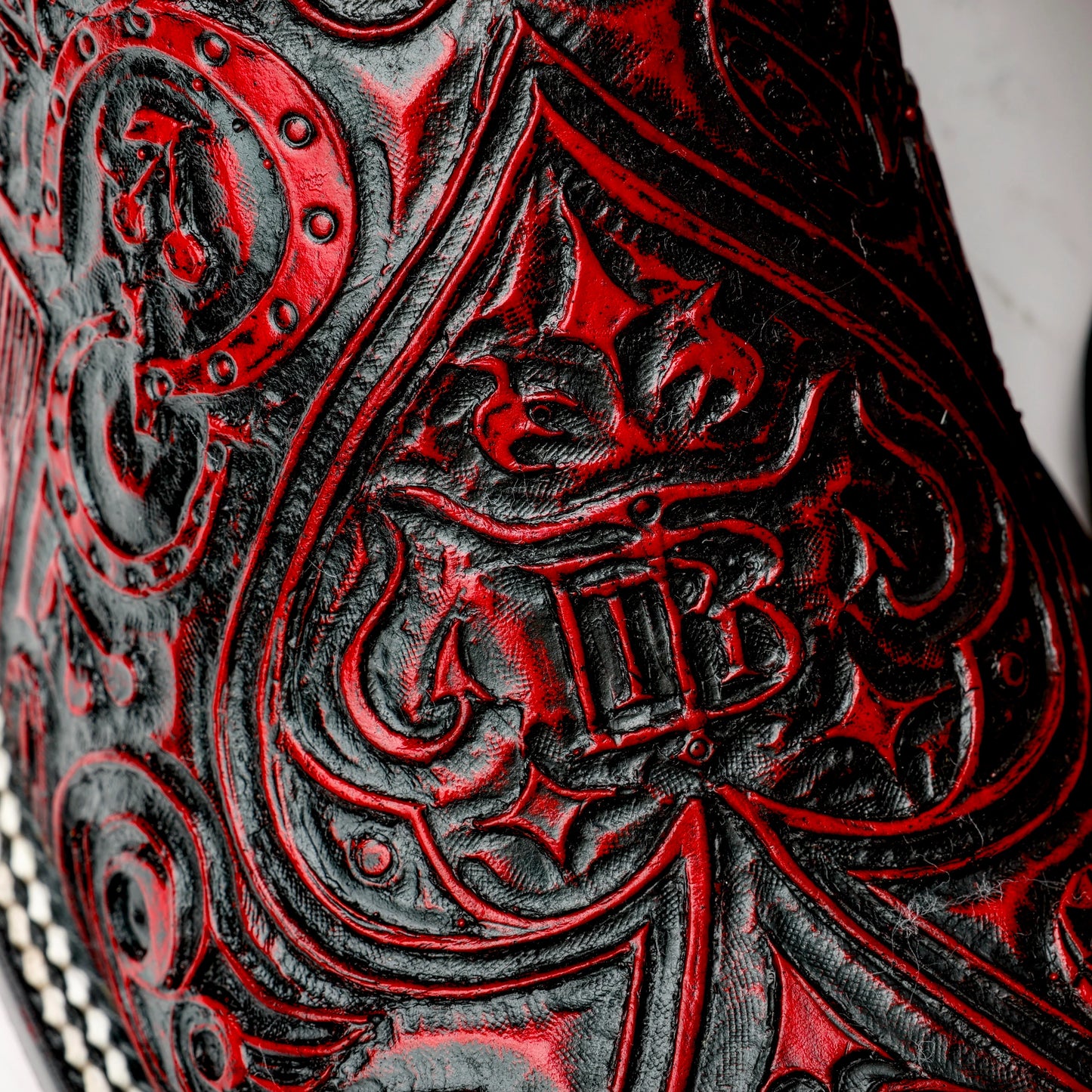 Square Toe Ace Of Spades Red Wine Boots