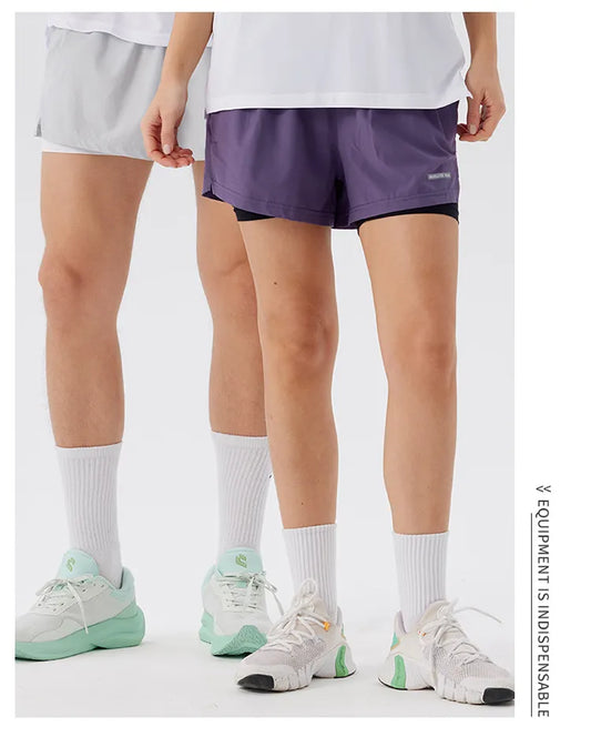 Men 2/1 Sports Shorts With Back Zip Pocket
