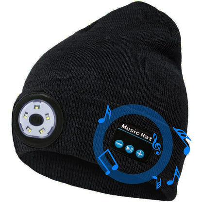Bluetooth Beanie Hat with Light, USB Rechargeable Music Winter Hat