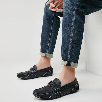 Mens Casual Leather Shoes Cowhide Loafers Genuine Leather Flats Driving Sneakers