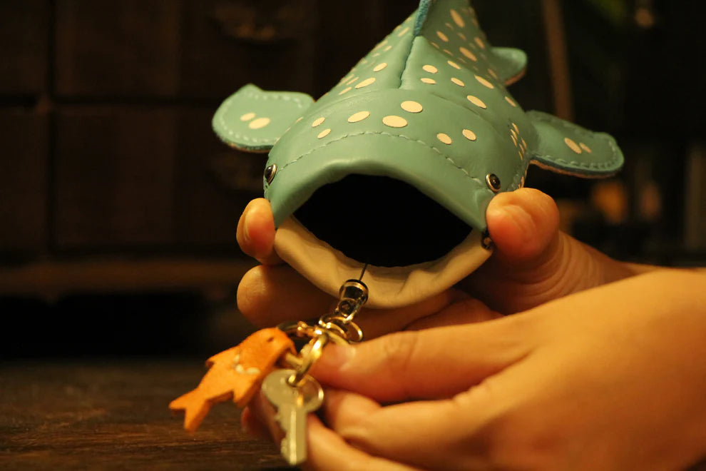 Handcrafted Leather Whale Key Pouch
