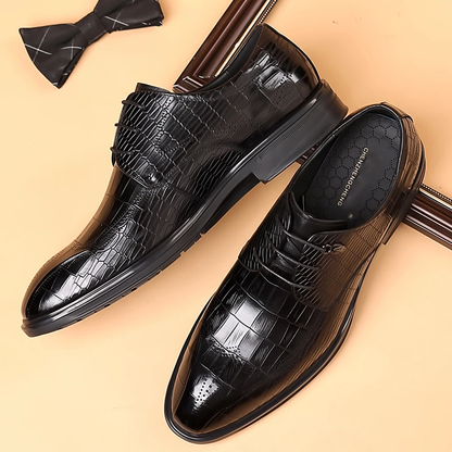 Men's Classic Snakeskin Pattern "Z" Handmade Leather Shoes