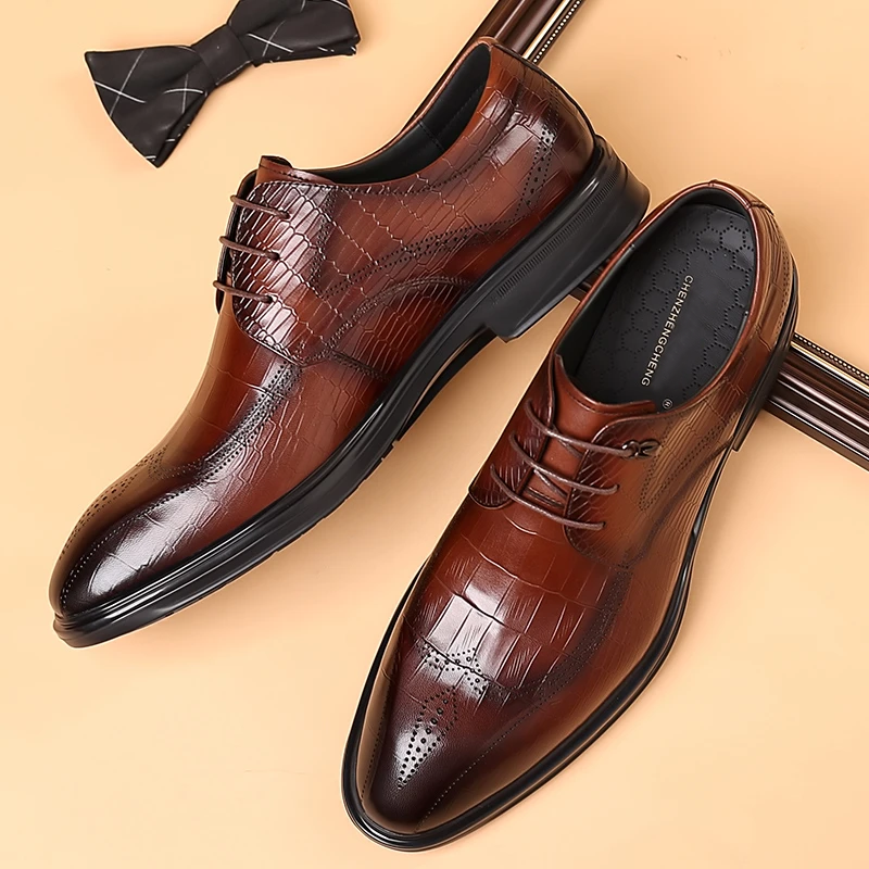 Men's Classic Snakeskin Pattern "Z" Handmade Leather Shoes