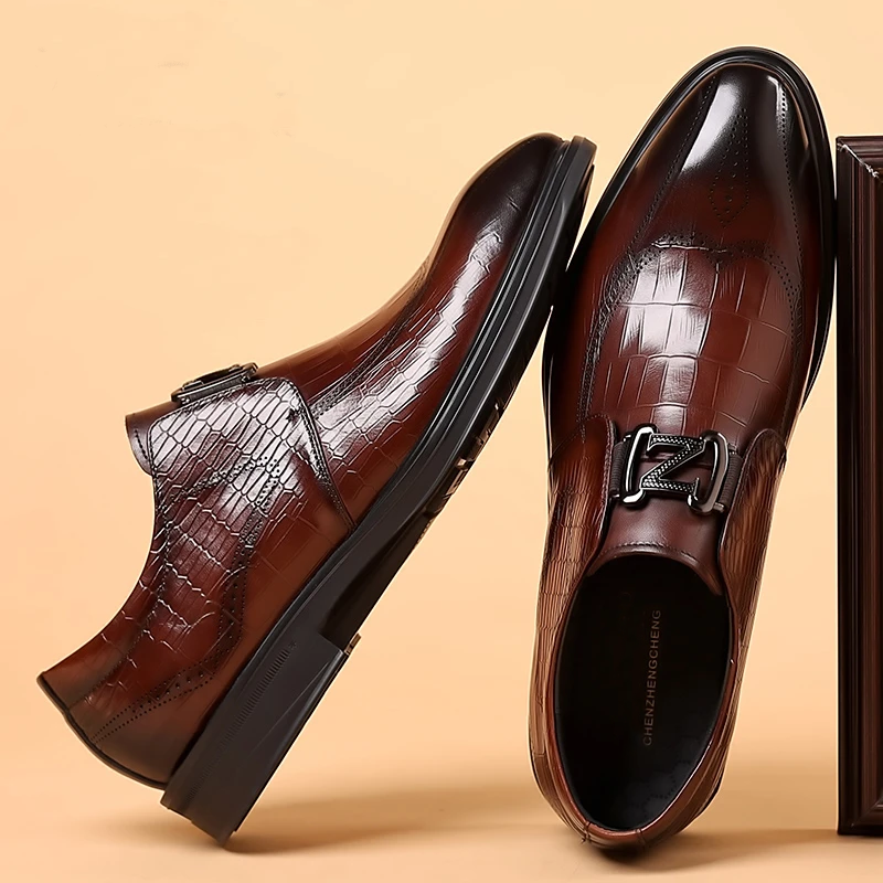 Men's Classic Snakeskin Pattern "Z" Handmade Leather Shoes